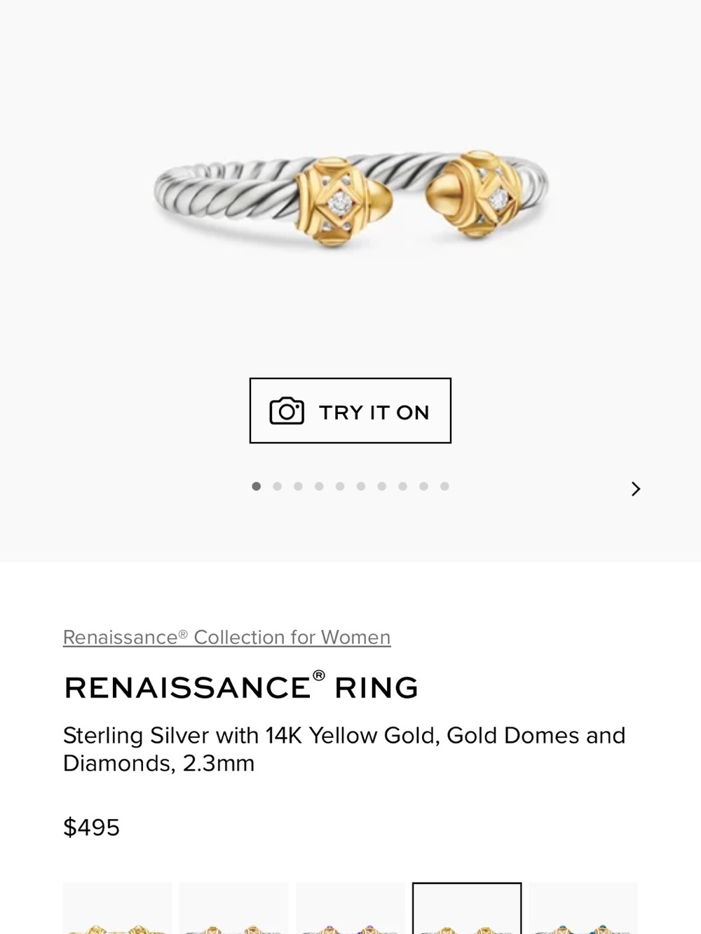 David Yurman Two-Tone Cable RENAISSANCE RING - Picture 5 of 6